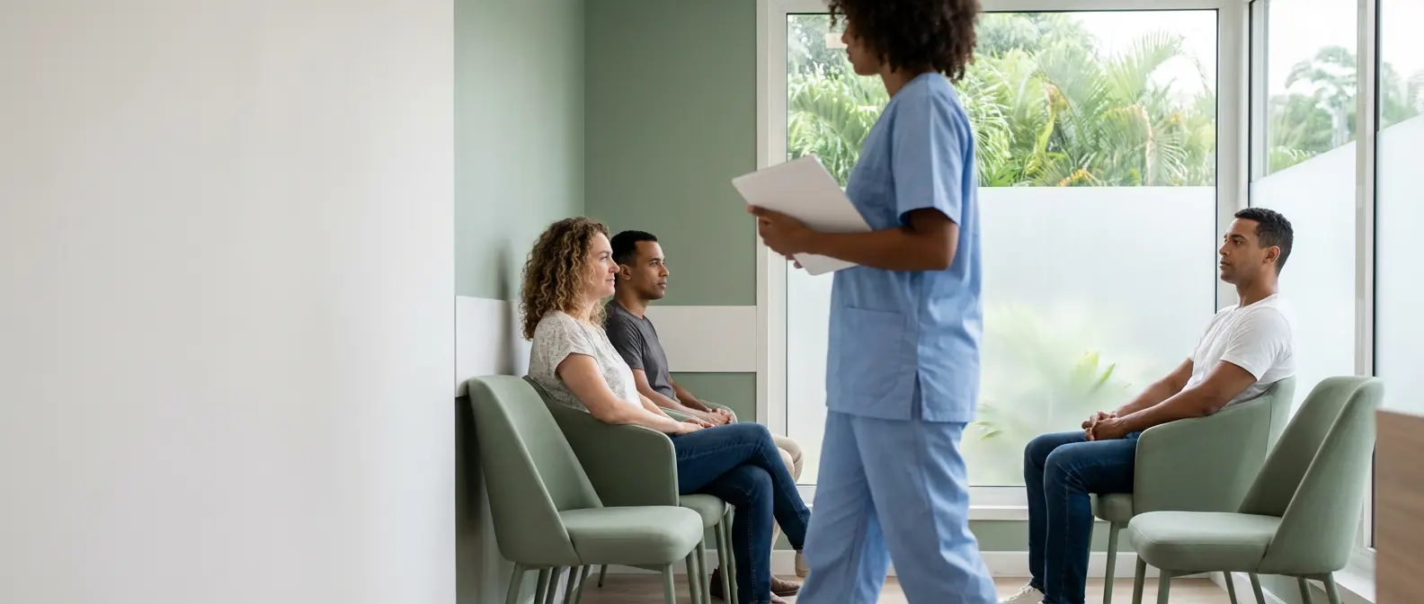 Salle d’attente du service d’échographie à Fort-de-France